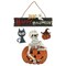 Northlight 14.5&#x22; Skeleton with Jack-O-Lanterns and Black Cat &#x22;Happy Halloween&#x22; Wall Sign